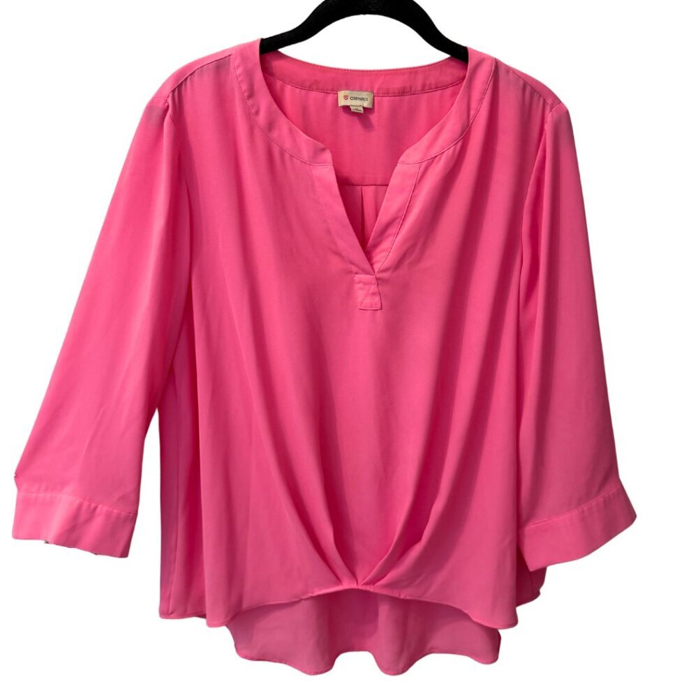 Cremieux Pink Cinched Hem High Low Top, M